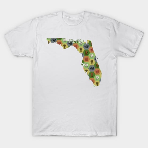 Florida State Map Board Games T-Shirt by adamkenney